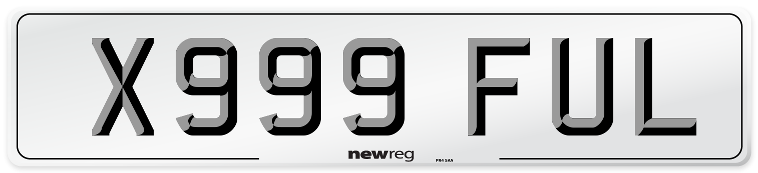 X999 FUL Number Plate from New Reg